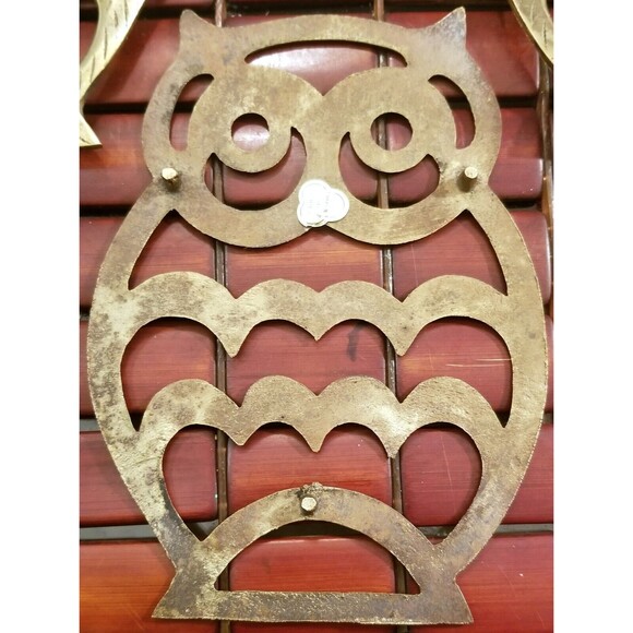 Set Of 3 Vintage Brass Owl Trivets 7.25"x5.25" - Picture 3 of 3